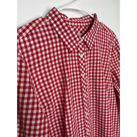 Talbots red gingham button-down shirt blouse holiday preppy size large - Picture 5 of 13